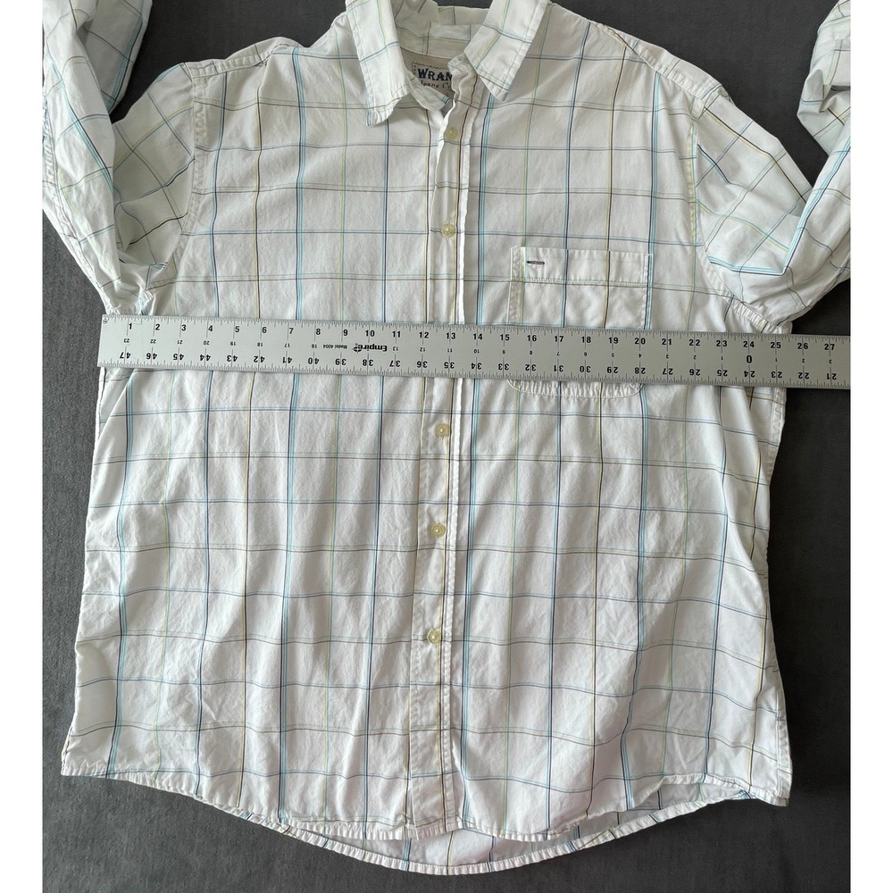Wrangler Button Down Shirt Mens XL White Plaid Check Long Sleeve Western Casual - Picture 6 of 8